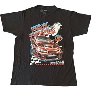 Fast & Furious Graphic Tee Mens M Black Car Racing Movie Quote T-Shirt